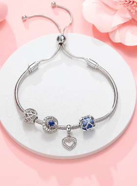 潮宏基 繁星闪耀 银饰串珠手链925银手串银串饰少女DIY套装手饰