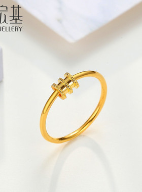 潮宏基黄金戒指足金手饰