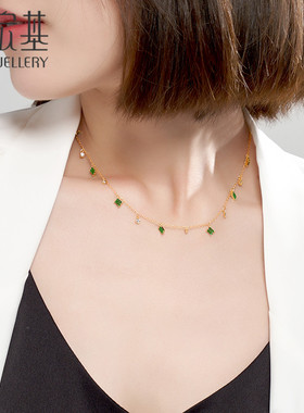 潮宏基碧影足银合成尖晶石项链