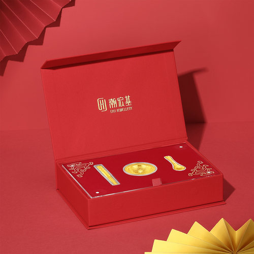 潮宏基宝护一生富贵黄金礼盒足金摆件吉祥有福金饭碗 - 图3