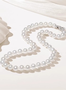 潮宏基s925银珍珠项链银饰套链礼物法式风优雅轻奢礼物送妈妈礼物