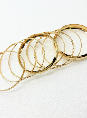 八件套欧美金属亮面纹路手镯百搭