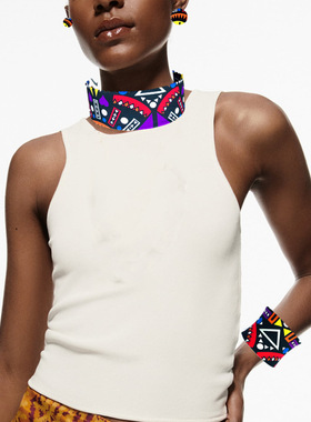 非洲项圈民族布艺3件套肯特夸张项链National Necklace set women