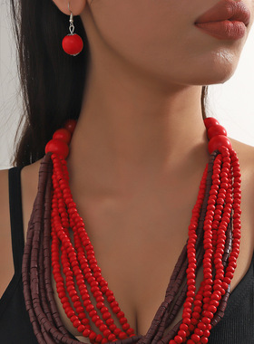 Long national style and fashion tassel necklace项链毛衣链女