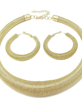 项链2023新款锁骨链时尚弹簧夸张宫廷贵气晚宴套装耳环necklace