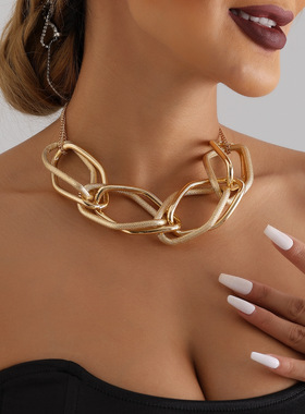 欧美几何个性夸张嘻哈项链女潮酷项链Punk hyperbolic necklaces