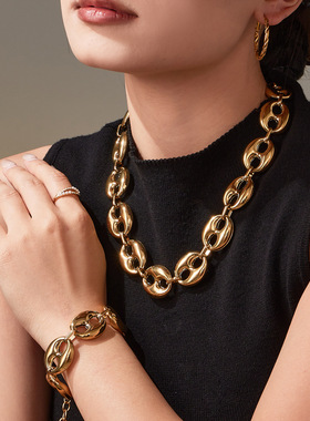 谜丽拼色电镀18K真金咖啡豆手链