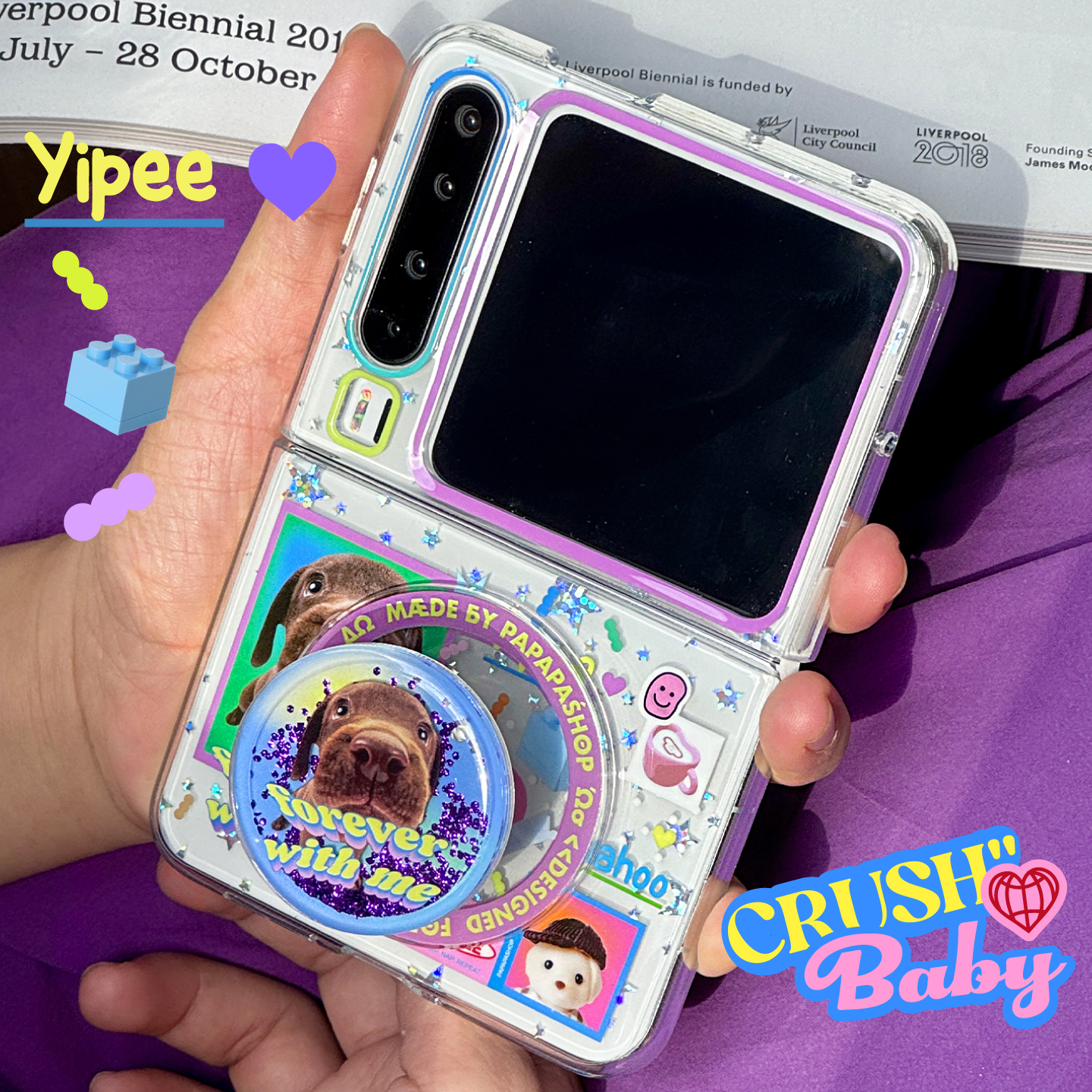 PaPaPa制造局 可爱透明亮闪卡通磁吸华为PuraX手机壳适用于适用华为手机壳新款阔折叠保护套purax典藏版 - 图1