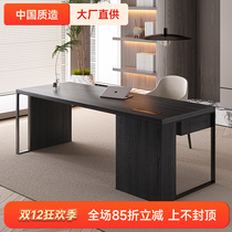 Italian minimalist solid wood desk designer Creative Log Desk Bench With Drawer Black boss Table