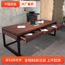 Log Desk Office Computer Desk Brush Calligraphy Desk calligraphy and painting desk with drawer loft solid wood writing desk worktop