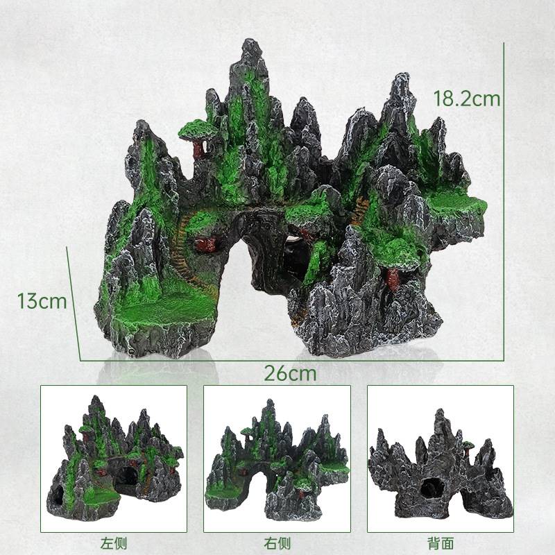 热款山石鱼缸造景观赏假山仿真树脂工艺水族箱装饰摆件厂家直供-图0