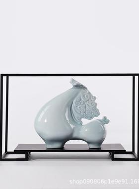 新中式陶瓷马摆件玄关禅意软装饰