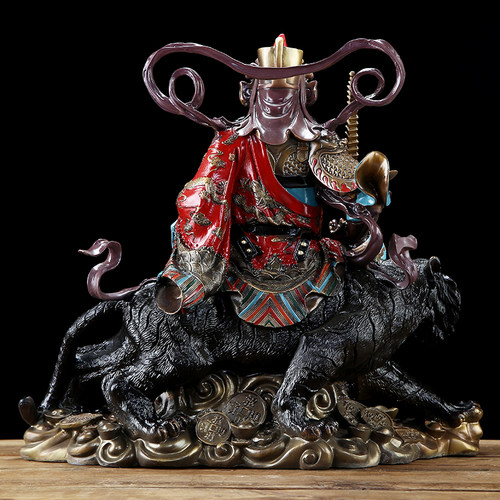 圆通佛具赵公明武财神五路财神纯铜仿古正财神招财神佛像风水摆件 - 图2