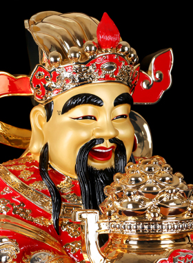 纯铜鎏金文财神爷供奉佛像摆件