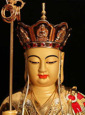 盛凡纯铜鎏金地藏王菩萨佛像供奉