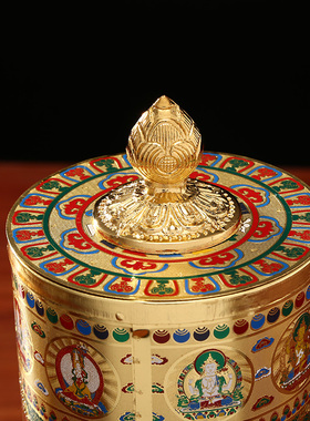 圆通佛具藏传电动转轮摆件法器