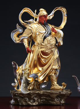 台湾纯铜贴金韦陀菩萨护法伽蓝像