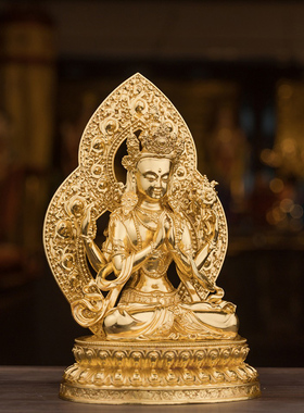 鎏金四臂观音佛像密宗居家供奉