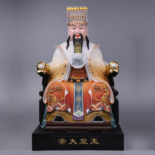 汉白玉天清贴金玉帝王母神像摆件玉皇大帝王母娘娘瑶池金母供奉像 - 图0