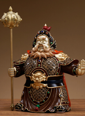 铜雕守宅小门神摆件哼哈二将神像