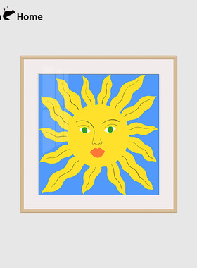 艺术插画装饰画黄色太阳小众挂画