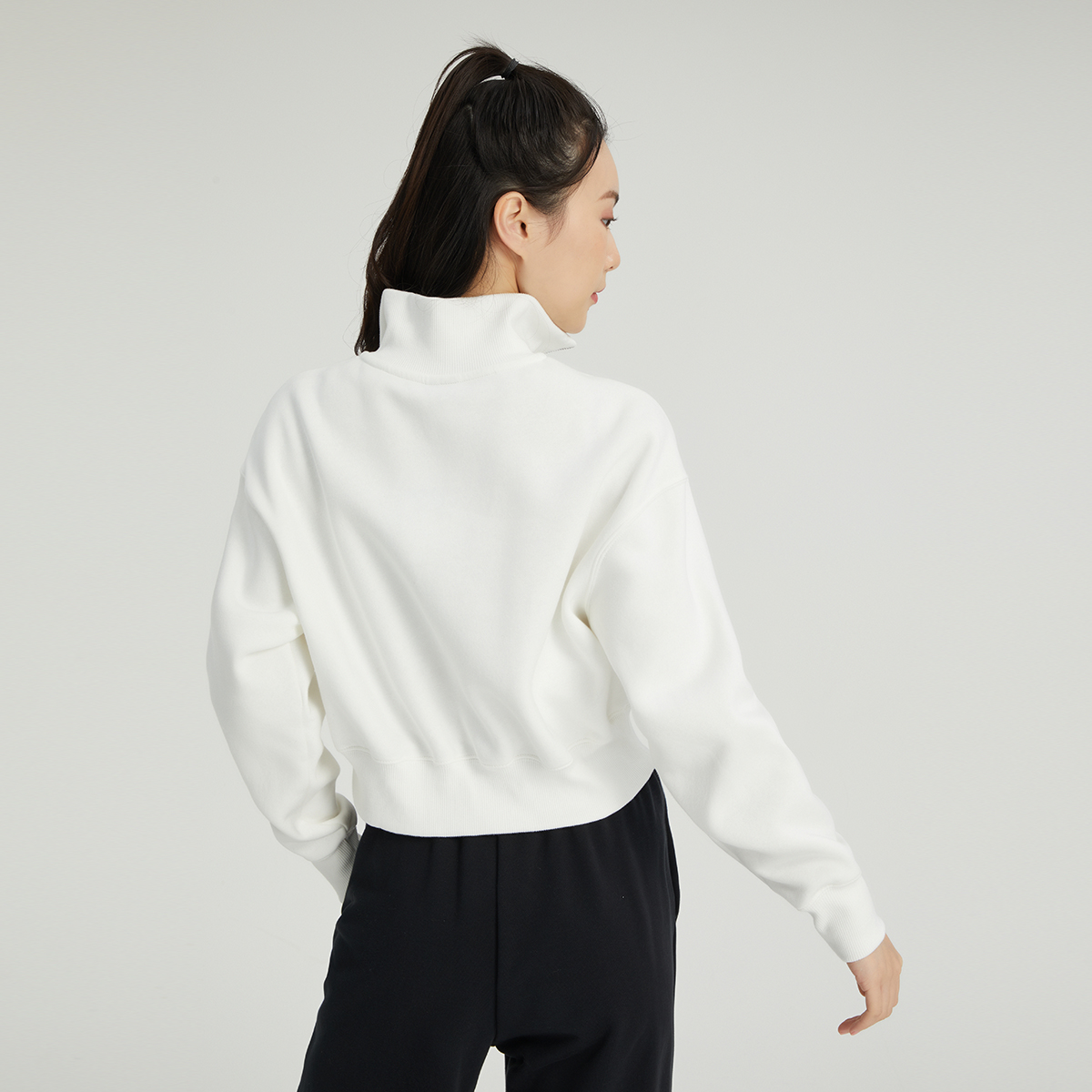 优购nike耐克半拉链针织卫衣女加绒短款运动套头衫DQ5768-133