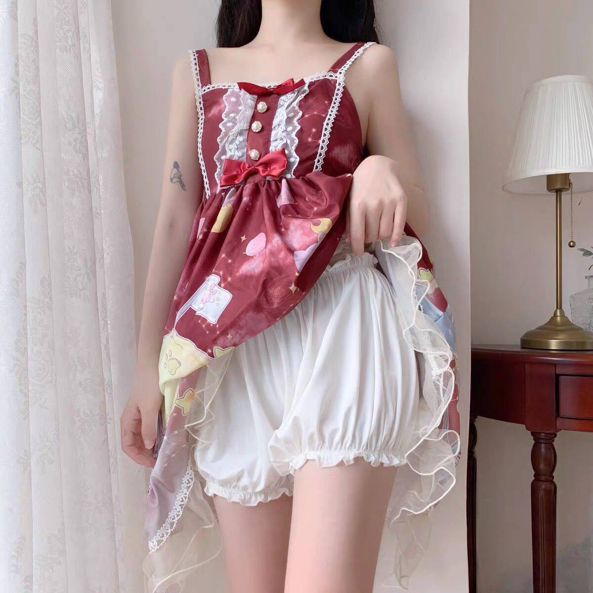 安全裤夏防走光薄款jk可外穿白色少女花苞保险裤短裤南瓜裤打底裤