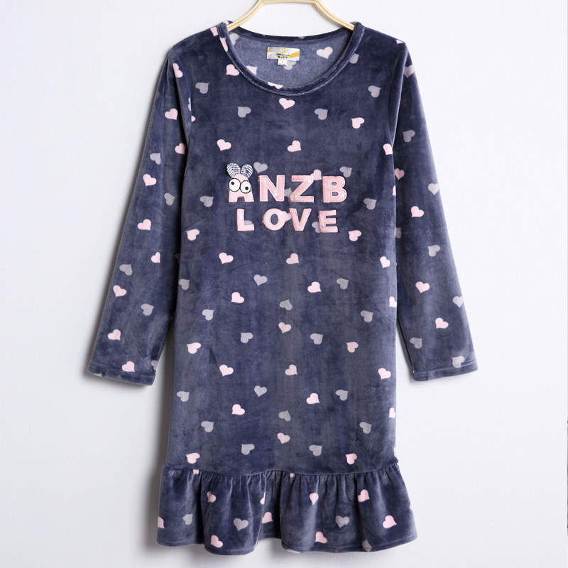 柔可佳睡裙连体春秋款珊瑚绒连衣裙 柔可佳睡裙