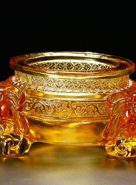 水晶琉璃家庭聚宝盆摆件招财聚财