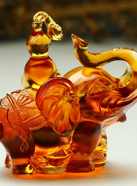 客厅开放格琉璃大象招财象摆件