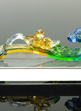 琉璃事事如意水晶柿子摆件