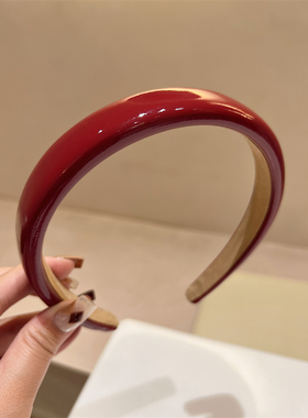 发箍PU皮质法式复古红头箍