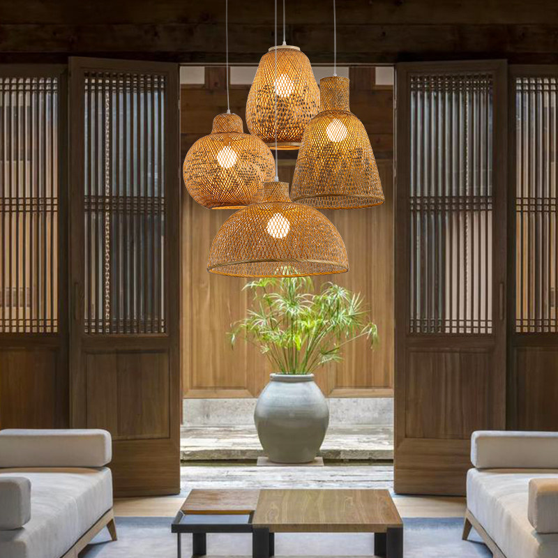 东南亚竹编吊灯新中式禅意艺术客厅餐厅过道编织竹艺仿古组合灯具,淘宝优惠券,粉丝福利购,淘宝优惠卷