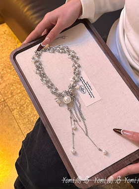 蜘蛛流苏珍珠项链女2025年新款颈链轻奢小众高级感气质锁骨链配饰