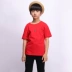 Áo thun cotton bé gái màu ngắn tay ngắn màu trắng xám trẻ em lớn mặc bé trai nửa tay áo đơn - Áo thun