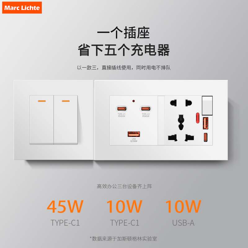 港版146型65W超级快充Type-c+usb插座墙壁双联英式13A電制苏面板 - 图2