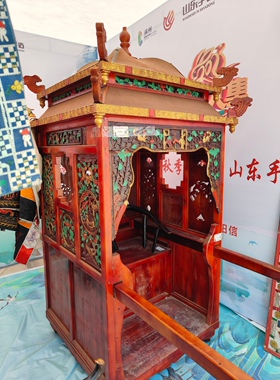 五彩抬轿大花轿民俗怀旧老物件博物馆展览仿古轿子景区古镇摆件