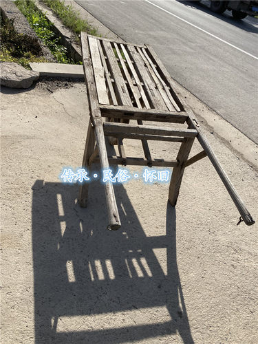 民俗怀旧老物件小木车木推车独轮木车平板推车带斗推土车博物馆旧 - 图2