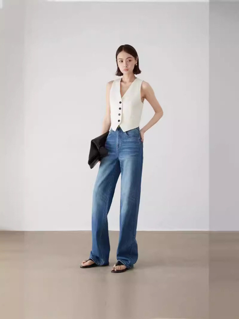 进口Bossa土耳其面料牛仔裤!2025高品质复古重工水洗阔腿直筒裤