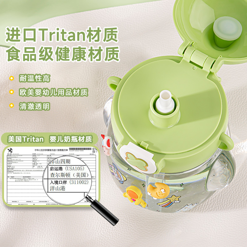 清水大容量吸管水杯女高顏值兒童學生噸噸杯子耐高溫大肚杯Tritan_清水家居旗艦店_餐飲具