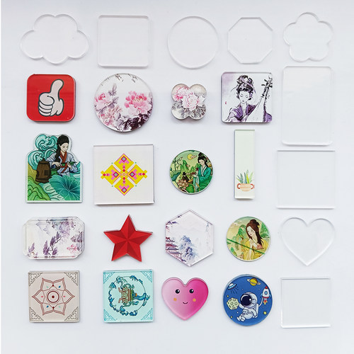 自制亚克力冰箱贴材料包diy配件高透定制手工亚克力磁贴片正方圆 - 图3