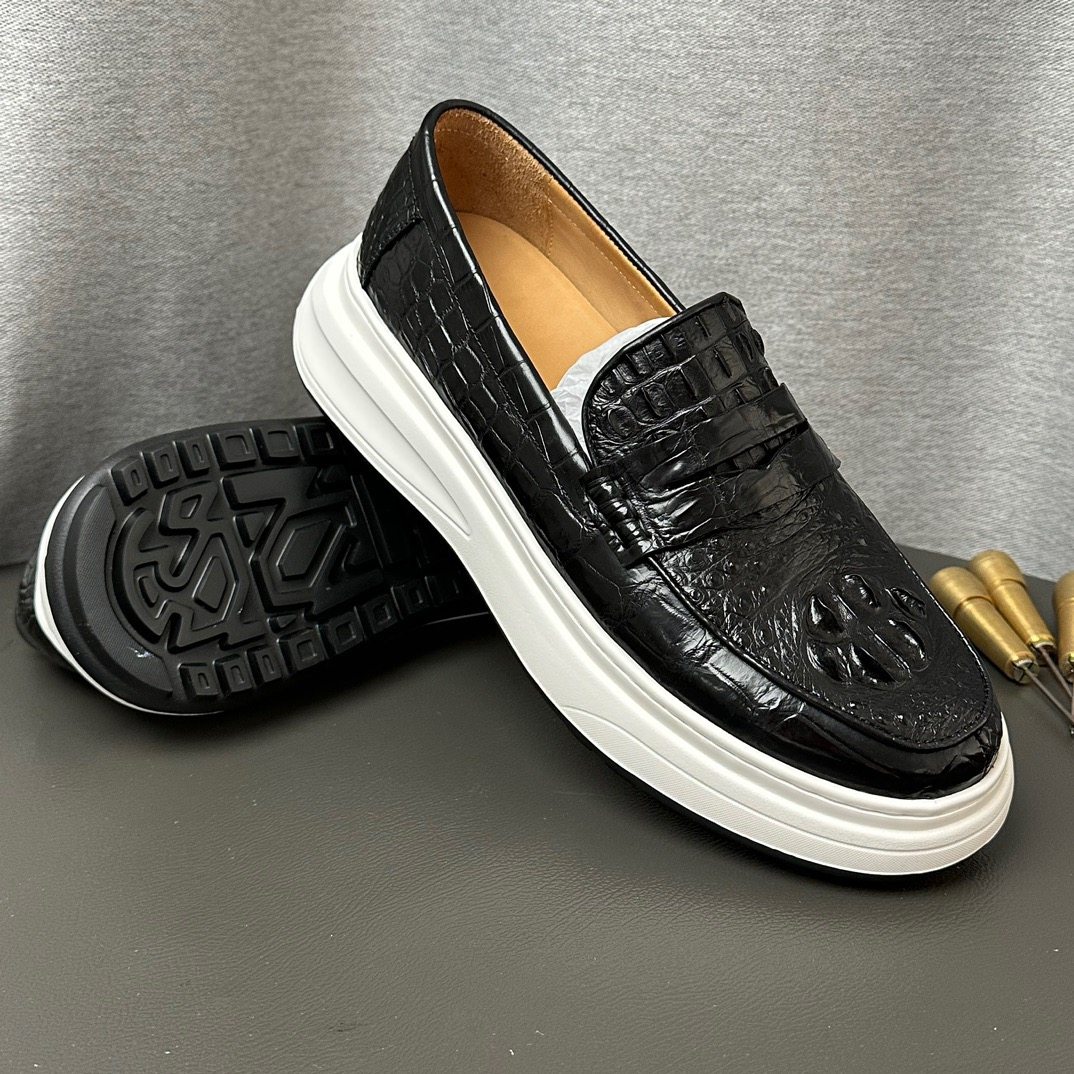 正品鳄鱼皮皮鞋男乐福鞋时尚一脚蹬皮鞋超软套脚男鞋超轻休闲鞋潮,淘宝优惠券,粉丝福利购,淘宝优惠卷