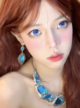 宫廷复古风蓝色皓石水晶项链女