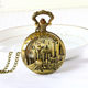 老式金色怀表东方明珠上海旅游景点纪念品翻盖石英项链挂表镂空表