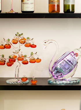 欧式轻奢水晶天鹅红酒架摆件