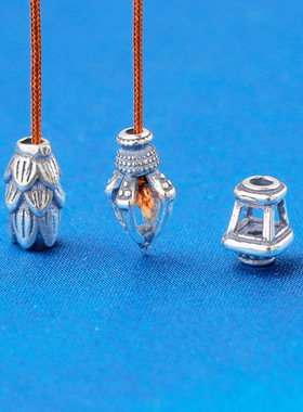 5mm6mms925纯银藏式文玩手串弟子珠束口珠项链佛珠念珠配饰饰品