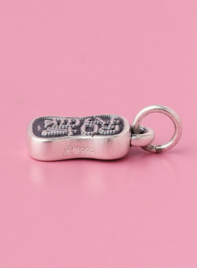 S999足银招财纳福3D硬银吊坠配件DIY手工串珠手链手串项链挂件