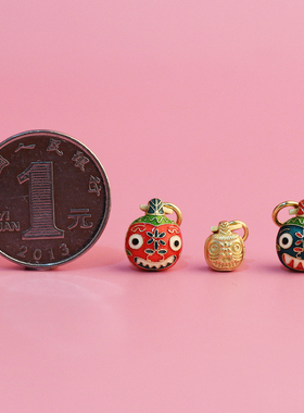 古法金烧蓝一家三口编织饰品挂件