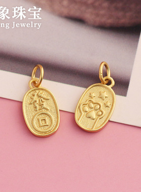 S925纯银古法镀金色招财小猫爪