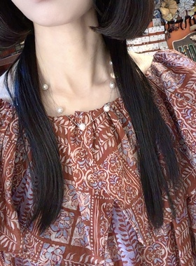 小众设计天然珍珠简单简约百搭项链一颗一颗好可爱